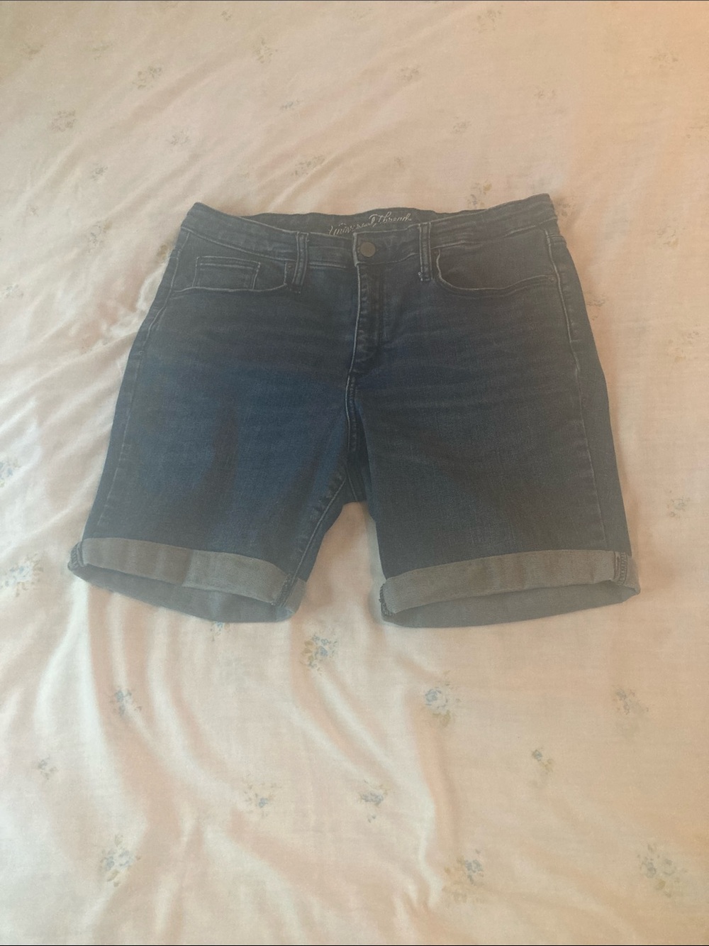 Universal Thread Dark Blue Rolled-Hem Jean Shorts